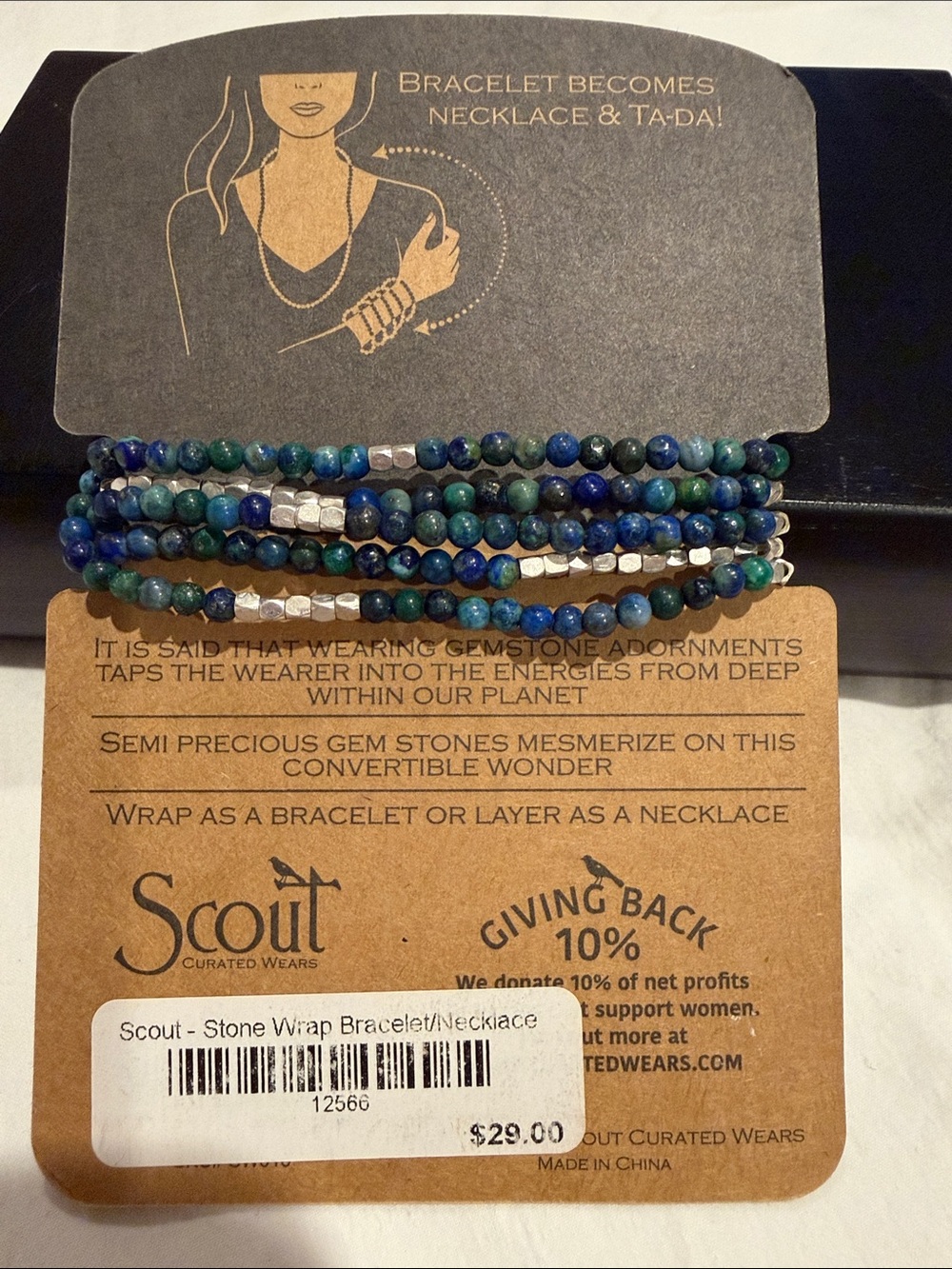 NWT- Scout Azurite Stone of Heaven Beaded Necklace/Wrap Bracelet - Picture 2 of 4